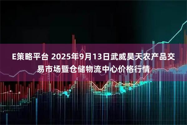 E策略平台 2025年9月13日武威昊天农产品交易市场暨仓储物流中心价格行情